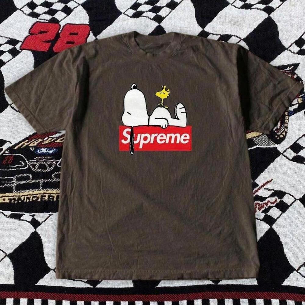 Gildan Men Brown T-Shirt, Brown Snoopy Supereme Graphic Tee